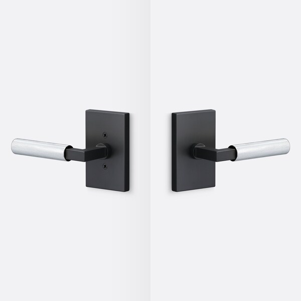 Sure-Loc Hardware Sure-Loc Hardware Levanto Passage Rosette, Flat Black, Knurled Grip in Polished Chrome LV101 FBL GRIP-KN 26 - main